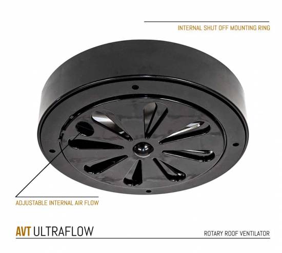 FLOWROTOR UltraFlow Low Profile Spinning Van Roof Vent Air Extractor Ventilator BLACK
