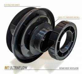 FLOWROTOR UltraFlow Low Profile Spinning Van Roof Vent Air Extractor Ventilator BLACK