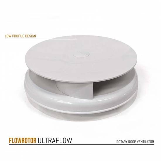 FLOWROTOR UltraFlow Low Profile Spinning Van Roof Vent Air Extractor Ventilator WHITE