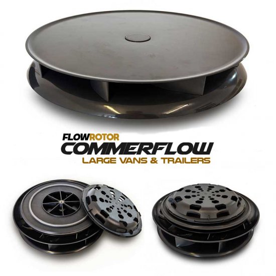 FLOWROTOR COMMERFLOW TRUCK Spinning Van Roof Vent Air Extractor Ventilator BLACK