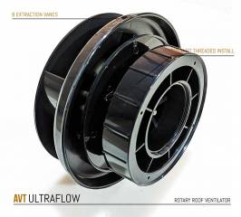 FLOWROTOR UltraFlow Low Profile Spinning Van Roof Vent Air Extractor Ventilator BLACK