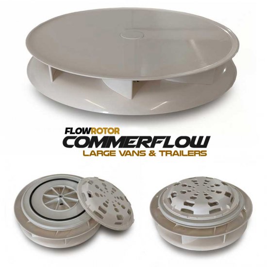 FLOWROTOR COMMERFLOW TRUCK Spinning Van Roof Vent Air Extractor Ventilator WHITE