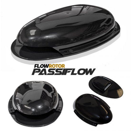 FLOWROTOR Van Roof Vent Passive Air Extractor Duct Scoop Ventilator BLACK