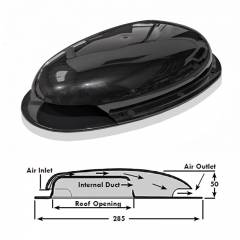 FLOWROTOR Van Roof Vent Passive Air Extractor Duct Scoop Ventilator BLACK