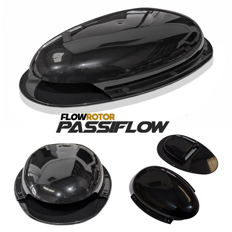 FLOWROTOR Van Roof Vent Passive Air Extractor Duct Scoop Ventilator BLACK