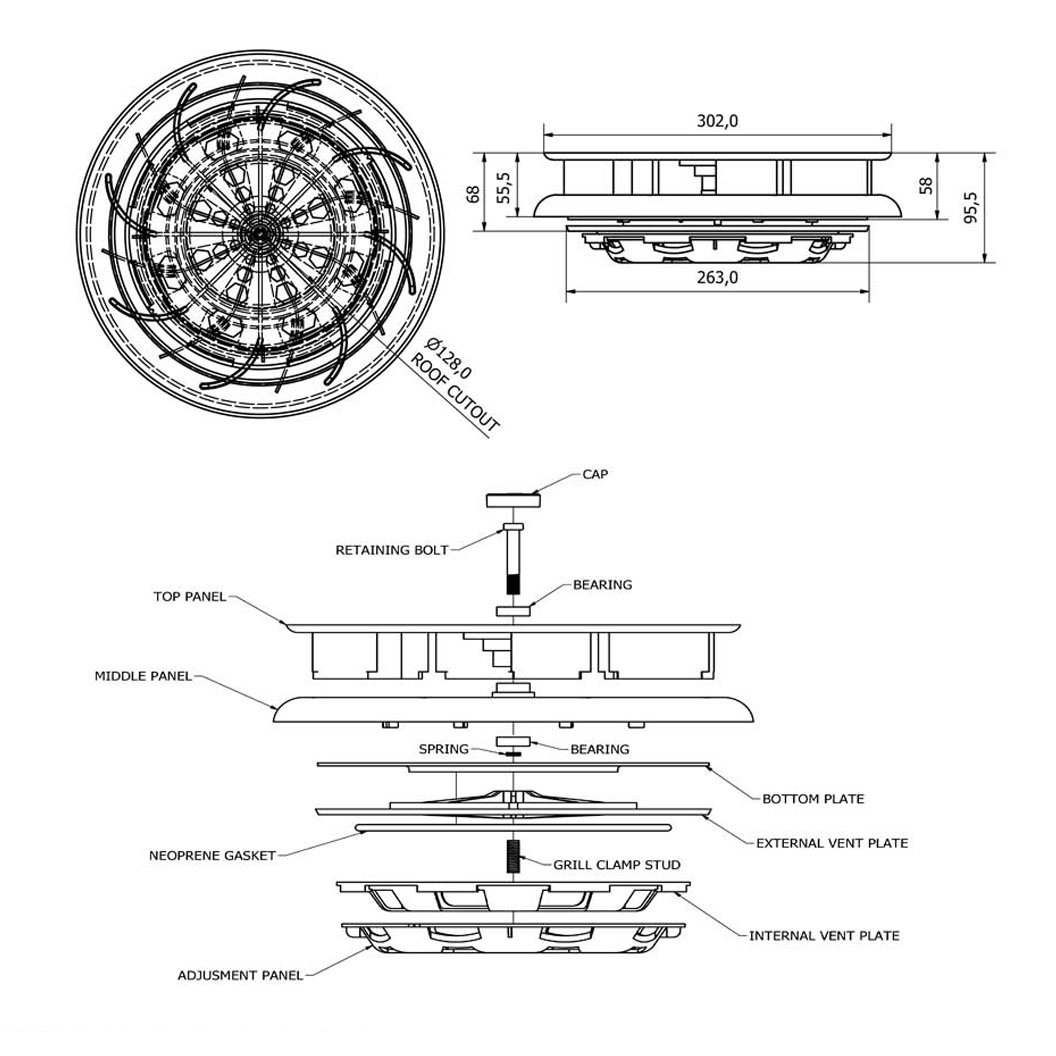 FLOWROTOR COMMERFLOW TRUCK Spinning Van Roof Vent Air Extractor Ventilator BLACK