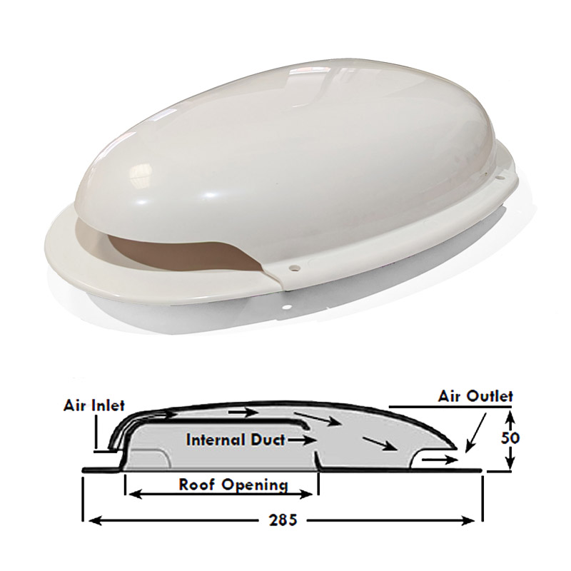 FLOWROTOR Van Roof Vent Air Passive Extractor Duct Scoop Ventilator WHITE