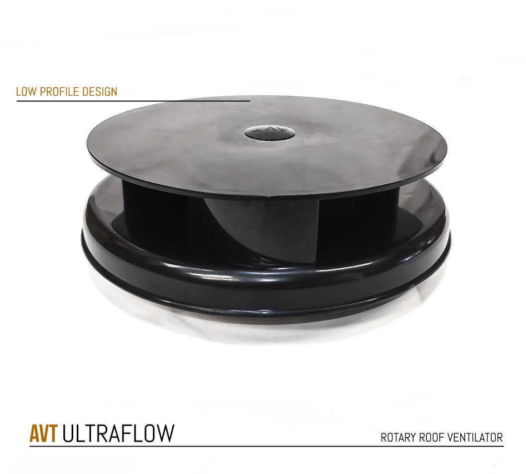 FLOWROTOR UltraFlow Low Profile Spinning Van Roof Vent Air Extractor Ventilator BLACK
