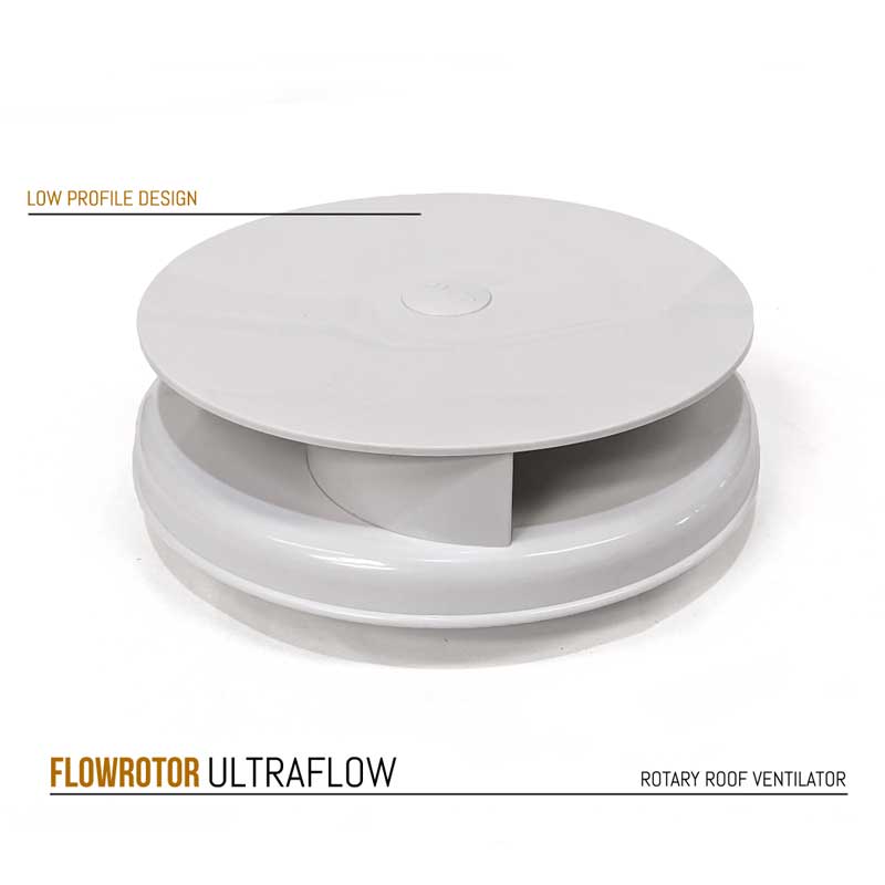 FLOWROTOR UltraFlow Low Profile Spinning Van Roof Vent Air Extractor Ventilator WHITE